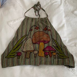 Mushroom Halter Neck Backless Top